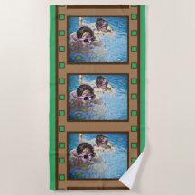 Green Retro Film Strip Foto Badetuch
