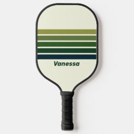 Green Retro Five quer Striping mit Namen Pickleball Schläger