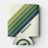 Green Retro five Stripes with Name Dosenkühler (Rückseite)