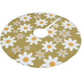 Green Retro Groovy Daisy Pattern Holiday Polyester Weihnachtsbaumdecke (Schrägansicht)