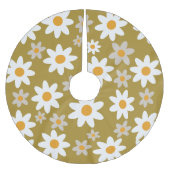 Green Retro Groovy Daisy Pattern Holiday Polyester Weihnachtsbaumdecke (Vorderseite)