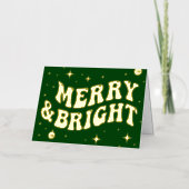 Green Retro Groovy Merry & Bright Christmas (Vorderseite)