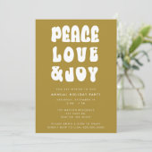 Green Retro Groovy Peace Liebe Joy Holiday Einladung (Stehend Vorderseite)