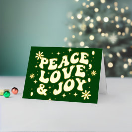 Green Retro Groovy Peace Love Joy Christmas
