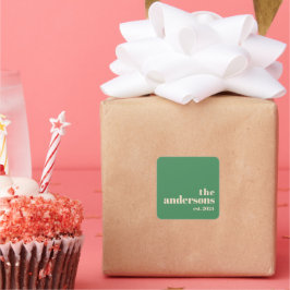 Green Retro modern minimalistisch Quadratischer Aufkleber