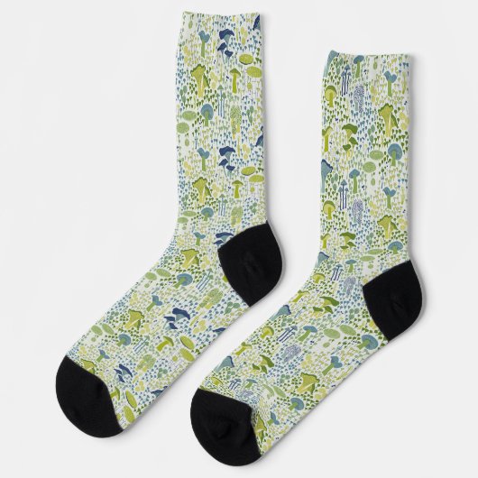 Green Retro Mushroom Socken (Linkes Detail)