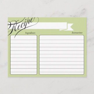 Green Retro Rezept Card Postkarte