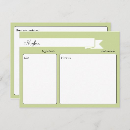 Green Retro Rezept Card Postkarte (Vorne/Hinten)