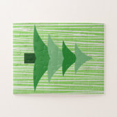 Green Retro Stil Weihnachtsbaum Kinderpuzzle Puzzle (Horizontal)