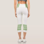 Green Retro Stripes and Text on Minimalist Capri Leggings (Rückseite)
