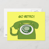 Green Retro Style Dial Telefon - Go Retro! Postkarte (Vorne/Hinten)