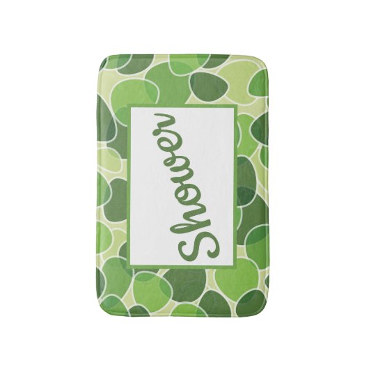Green Retro-Style Ovals Customizable Badematte (Vorderseite Vertikal)