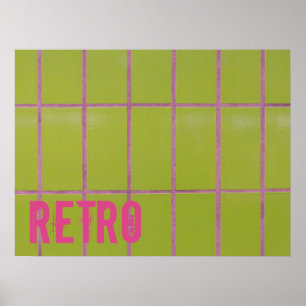 Green Retro Tile 80er 70er 60er Vintager Hintergru Poster