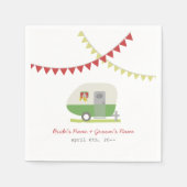 Green Retro Trailer Hochzeit Napkins Serviette (Vorderseite)