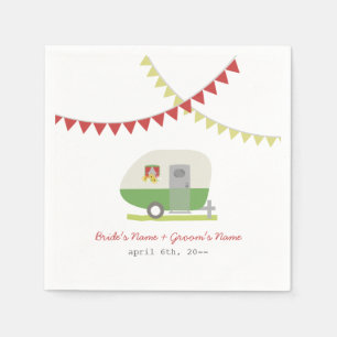 Green Retro Trailer Hochzeit Napkins Serviette