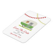 Green Retro Trailer Save the Date Magnet (Linke Seite)