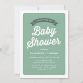 Green Retro Typografie Script Classic Baby Shower Einladung (Vorderseite)