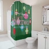 Green Retro Weihnachtsschmuck Duschvorhang (Beispiel)