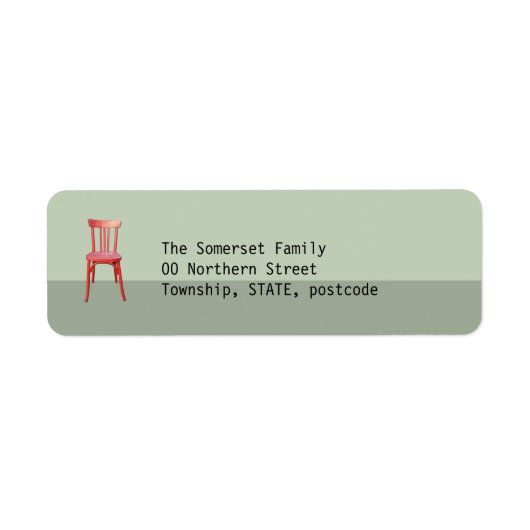 Green Return-Address-Label für den roten Stuhl (Vorne)