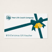 Green Ribbon Bells $10 Weihnachtsgutscheinkarte (Vorderseite)