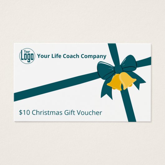 Green Ribbon Bells $10 Weihnachtsgutscheinkarte (Vorderseite)