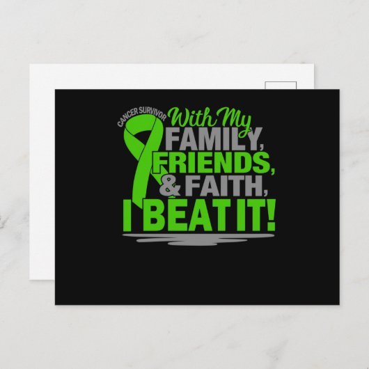 Green Ribbon Cancer Survivor Friends Family Faith Einladungspostkarte (Vorne/Hinten)