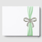 Green Ribbon Diamond Bow Wedding Guestbook Gästebuch (Rückseite)