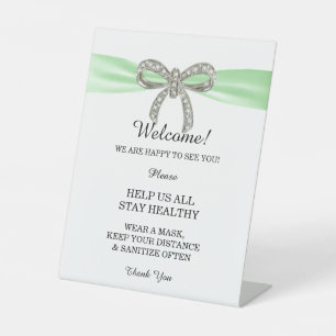 Green Ribbon Diamond Bow Wedding Safety Sockelschild