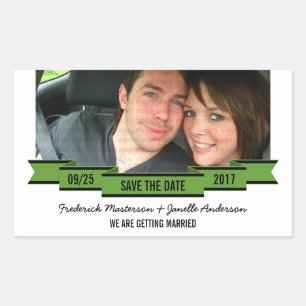 Green Ribbon-Foto Save the Date Aufkleber