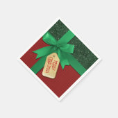 Green Ribbon Frohe Weihnachtsgeschenk Napkins Serviette (Ecke)