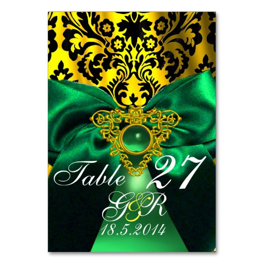 GREEN RIBBON GOLD CELTIC HERZ DAMASK MONOGRAMM TISCHNUMMER (Vorderseite)