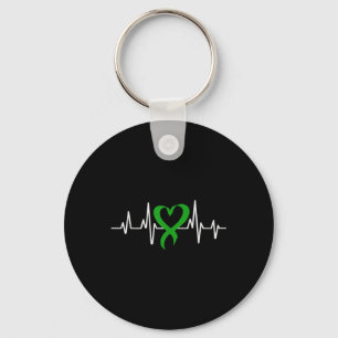 Green Ribbon Heartbeat for Mental Health Awareness Schlüsselanhänger