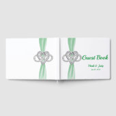 Green Ribbon Infinity Heart Wedding Guestbook Gästebuch (Voll)