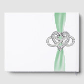 Green Ribbon Infinity Heart Wedding Guestbook Gästebuch (Rückseite)