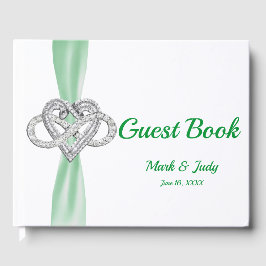 Green Ribbon Infinity Heart Wedding Guestbook Gästebuch