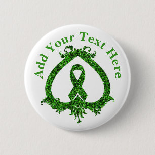 Green Ribbon Mental Health and Cancer Awareness Button
