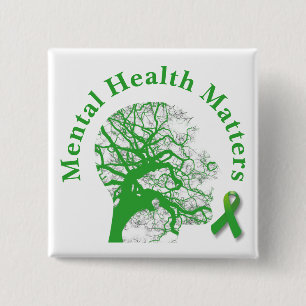 Green Ribbon & Mental Health Awareness Button