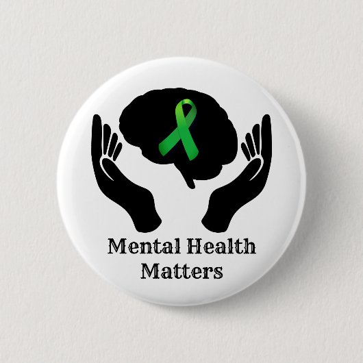 Green Ribbon Mental Health Awareness Button (Vorderseite)