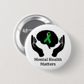 Green Ribbon Mental Health Awareness Button (Vorne & Hinten)