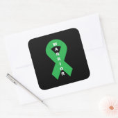 Green Ribbon Mental Health Awareness Warrior Quadratischer Aufkleber (Umschlag)