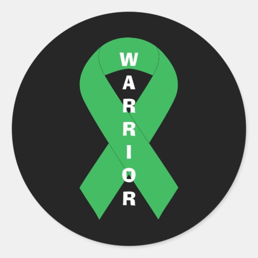 Green Ribbon Mental Health Awareness Warrior Runder Aufkleber (Vorderseite)