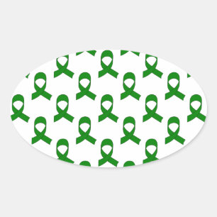 Green Ribbon-Muster Ovaler Aufkleber
