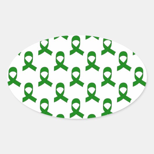 Green Ribbon-Muster Ovaler Aufkleber (Vorderseite)