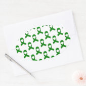 Green Ribbon-Muster Ovaler Aufkleber (Umschlag)