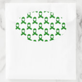 Green Ribbon-Muster Ovaler Aufkleber (Tasche)