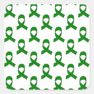 Green Ribbon-Muster Quadratischer Aufkleber