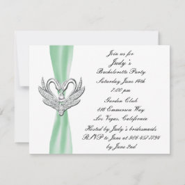 Green Ribbon Silver Swan Junggeselinnen-Abschied l Einladung