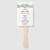Green Ribbon Silver Swan Wedding Program Fans Fächer (Vorderseite)
