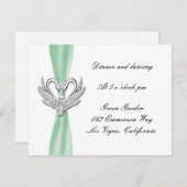 Green Ribbon Silver Swans Empfang Card Einladung (Vorne/Hinten)