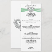 Green Ribbon Silver Swans Menu Card Menükarte (Vorne/Hinten)
